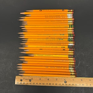 Vtg Mixed Sizes Yellow Outside Wood Lead Pencil Sharpened Used Crafting Upcycle