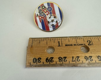 Vintage 1996 Soccer AYSO Region 159 Round Enamel Pin Pinback Red White Blue