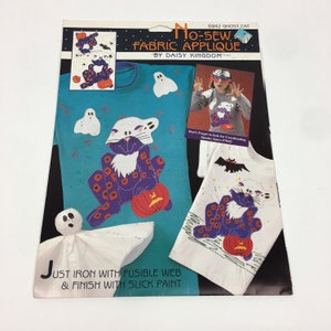 Daisy Kingdom 6942 Ghost Cat Halloween No Sew Fabric Panel Applique Vintage 1990s Rare