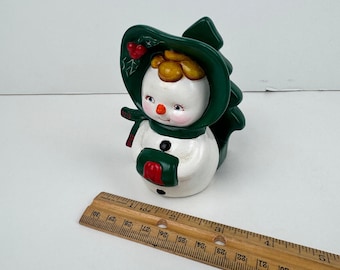 VTG ES Mallen Kerstvakantie Sneeuwpop Lady Tree Servet Kaarthouder Tafelblad