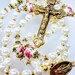 sesms00 reviewed Vintage Style White Pearl Pink Roses Ceramic Miraculous Medal Rosary with Swarovski Crystal