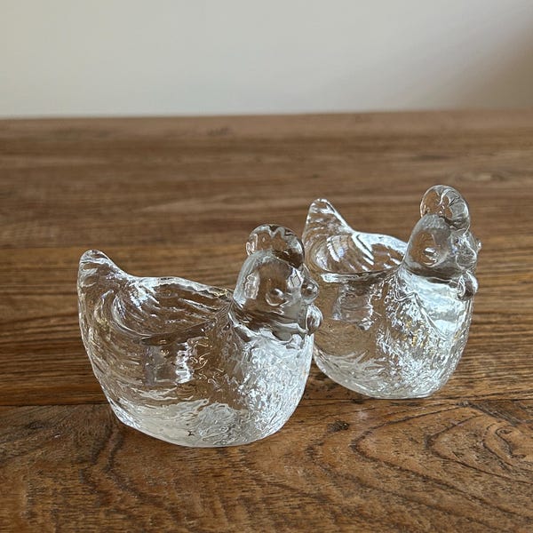 Vintage Glass Chicken Egg Cups - set of 2