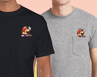 Paper Mario inspired pocket t-shirt - nintendo switch - video game style clothes - Origami King