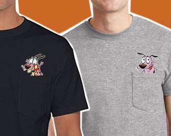 Courage the Cowardly Dog face inspired pocket t-shirt - Cartoon Network - cartoon show