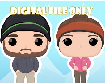 DIGITAL FILE only Custom Funko Pop COUPLE style portrait - personalized artwork gift - for Christmas birthday anniversary or collectors