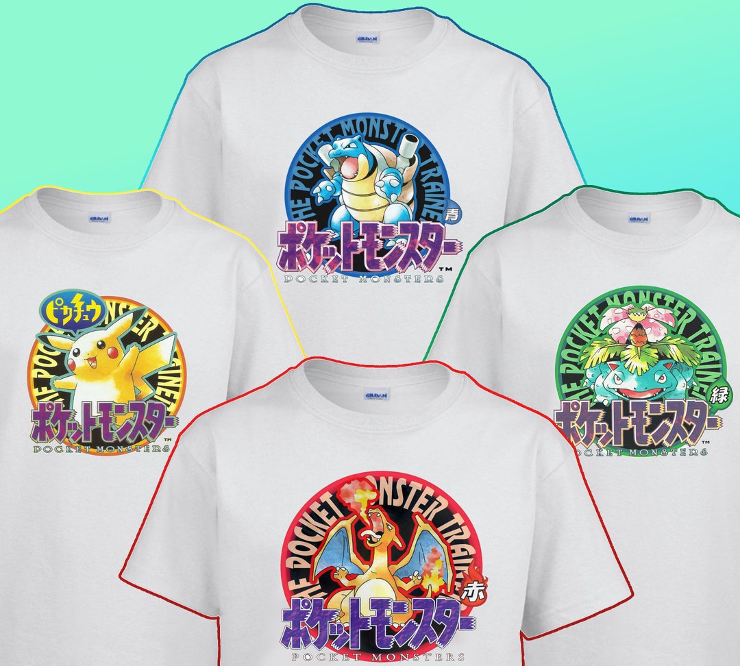 Pocket Monsters Japanese Gameboy T-shirt Red Blue Green - Etsy