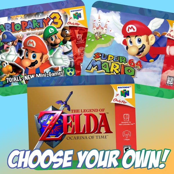 Custom Choose your own favorite N64 game art mouse pad - Nintendo 64 box covers