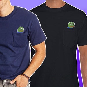Pepe Frog meme face inspired REAL pocket t-shirt - stream internet character