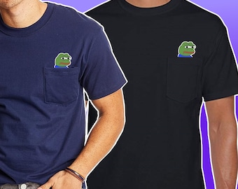 Pepe Frog meme face inspired REAL pocket t-shirt - stream internet character