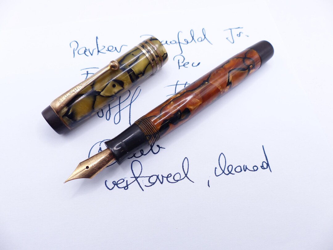 Black and Pearl Parker Duofold Junior Fountain Pen Restored - Etsy