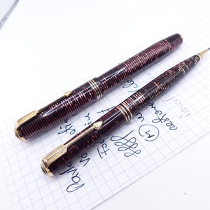 Burgundy Pearl Parker Vacumatic Debütantin DJ Füllfederhalter und Bleistift restauriert