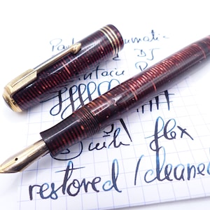 Burgundy Pearl Parker Vacumatic gestroomlijnde standaard DJ-vulpen gerestaureerd