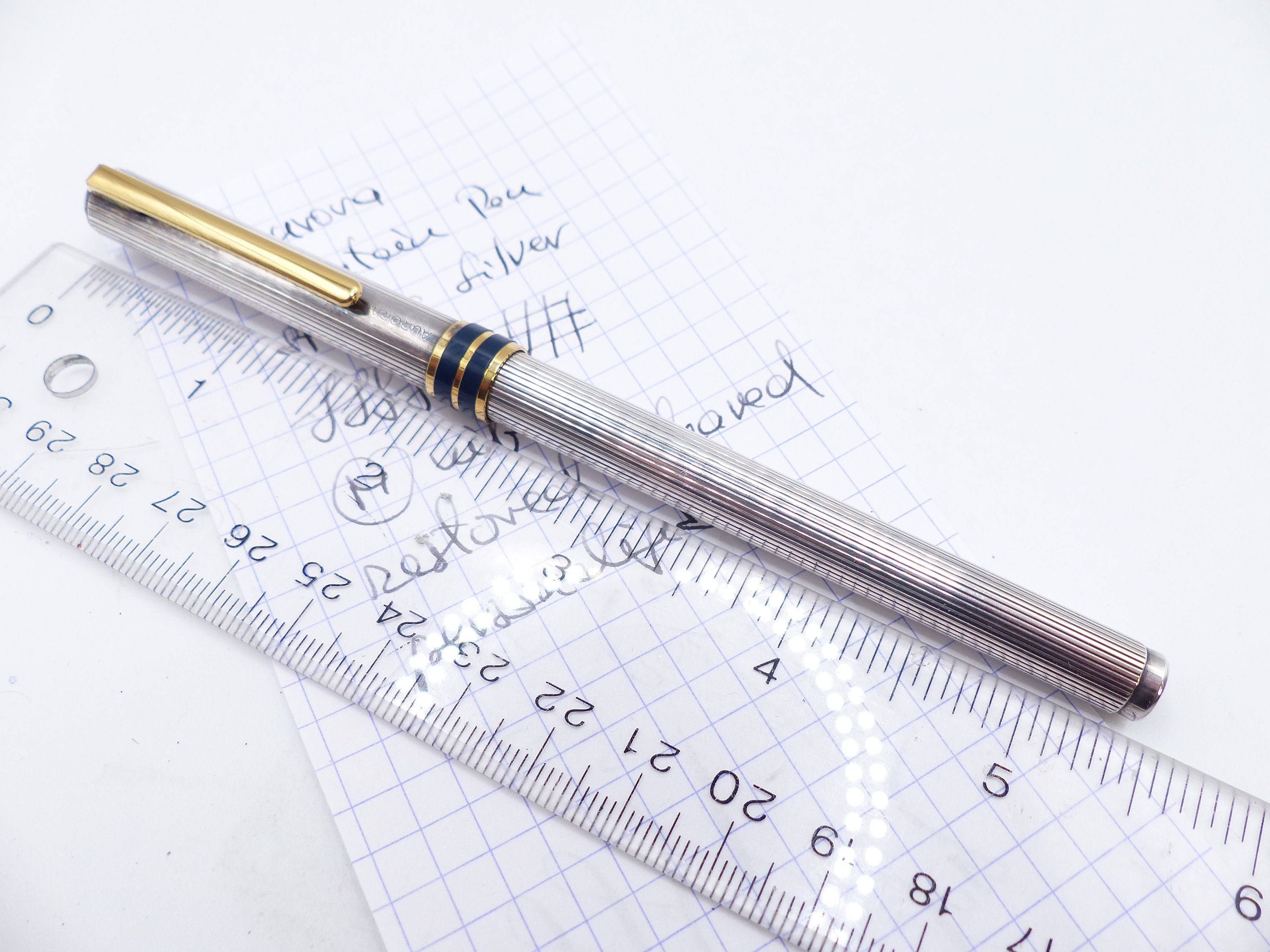 Aurora 万年筆　銀　Marco Polo Sterling Silver Aurora Marco Polo Fountain Pen Restored - Etsy