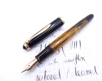 Tortoise Brown Pelikan 400NN Fountain Pen Semiflex Nib restored