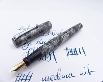 Gray Marbled Mabie Todd Blackbird Fountain Pen restored