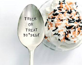 foodie gift custom stamped spoon treat yo self ice cream spoon Easter basket birthday gift
