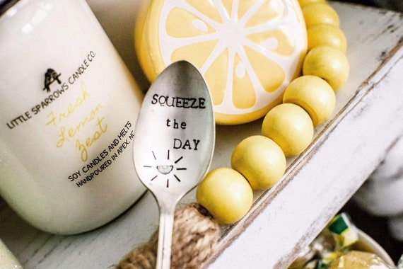 Stamped iced tea spoon lemonade spoon squeeze the day