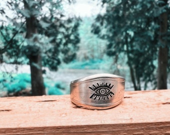 All seeing eye ring spoon ring size 9