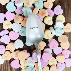 Handstamped spoon Valentines Day decor Gifts for couples XOXO Anniversary gift Under 20 Free shipping