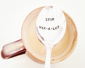 Stamped Spoon Stir Mix A Lot Handmade original Funny Sir Mix A Lot Baby got Back Coffee spoon Gift basket Original home of Thewoodsyway