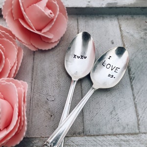 Valentine’s Day handstamped spoon I love us xoxo under 20 gifts for her