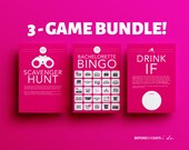 Bachelorette Party Games - 3 Games, Dare Cards, Drink If, and Scavenger Hunt, Hens night games, hens party games