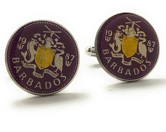 Barbados Map Shape and Flag Design Cufflinks