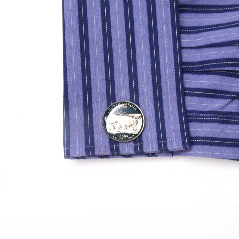 North Dakota Cufflink Cuff Link Suit Flag State Coin Jewelry USA United States America Fargo Bismarck