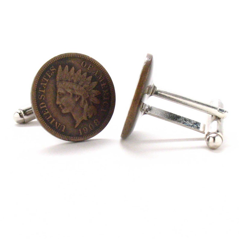 Indian Head Penny Cufflinks Cuff Links Coin Cowboy West Etsy