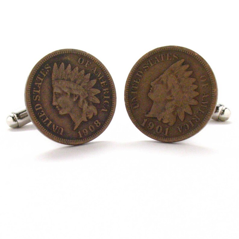 Indian Head Penny Cufflinks Cuff Links Coin Cowboy West Etsy