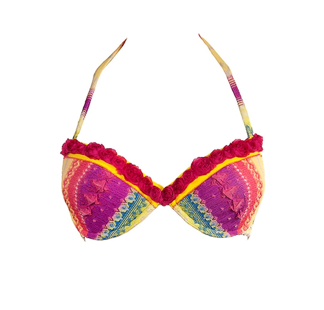 Cute bikini push up bra made out of bright print microfiber