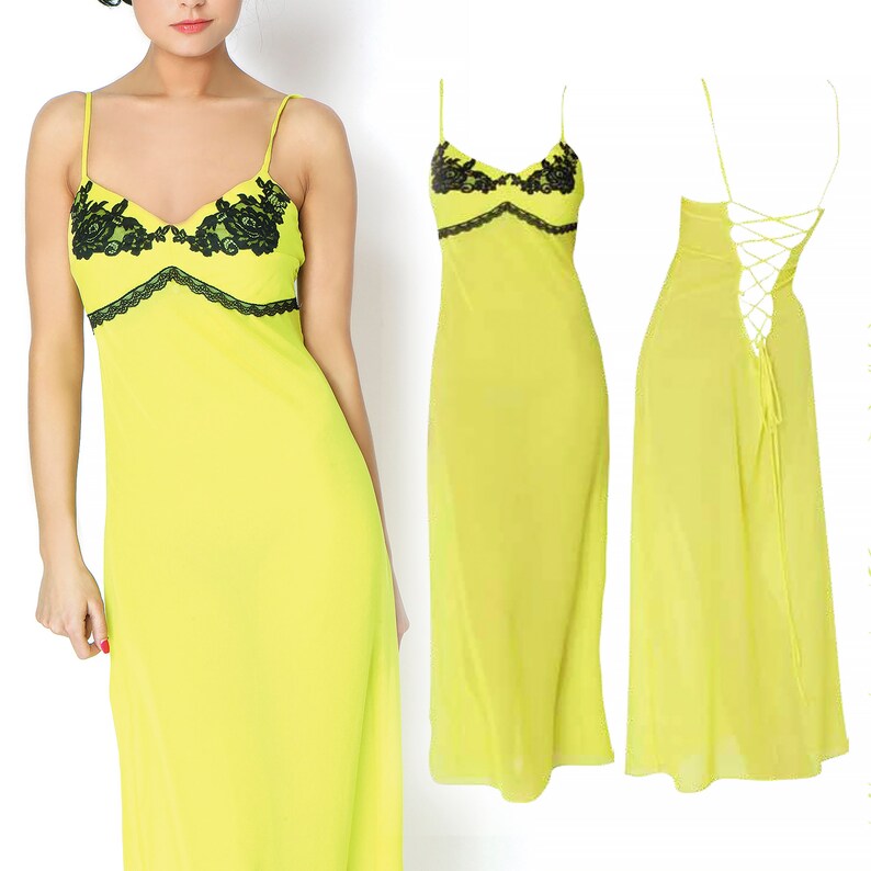 neon yellow slip dress
