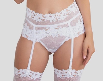 Daniella White Bridal Garter Belt, White Lace Lingerie, Bridal Lingerie,  Anniversary Lingerie, Boudoir Garter Lingerie, Wife Gift
