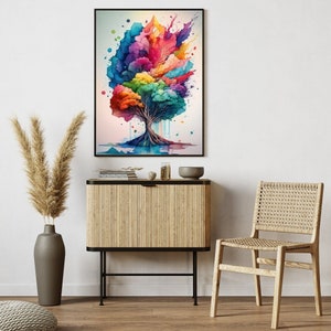 Bunter mystischer Baum Wandkunst - Buntes Baum-Design im Aquarell-Stil - Kommerzielle Nutzung - 4 Hochwertige 300 DPI PNG - Digitaler Download