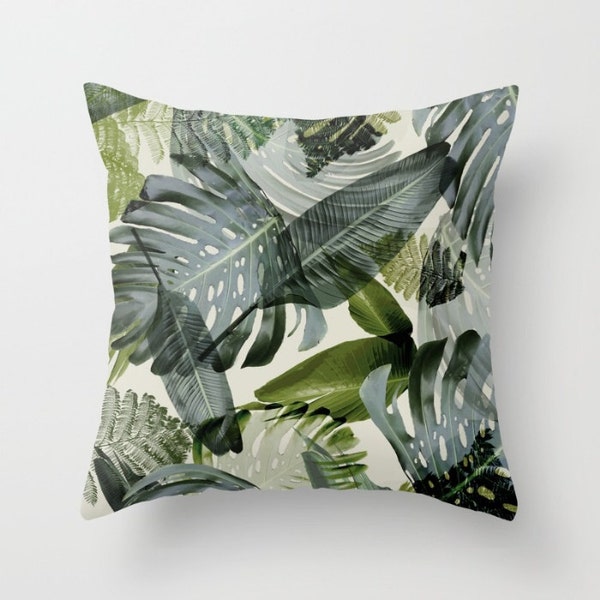 Palm Leaf Pillow Etsy