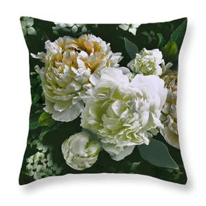 Velvet pillow, Peony and Dogwood throw pillow, 22x22 or 18x18 inches, soft velveteen bed pillow, decorative sofa pillow cover, Xmas gift?
