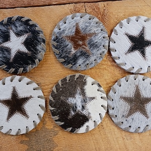 LOT OF 6 Cowhide coasters