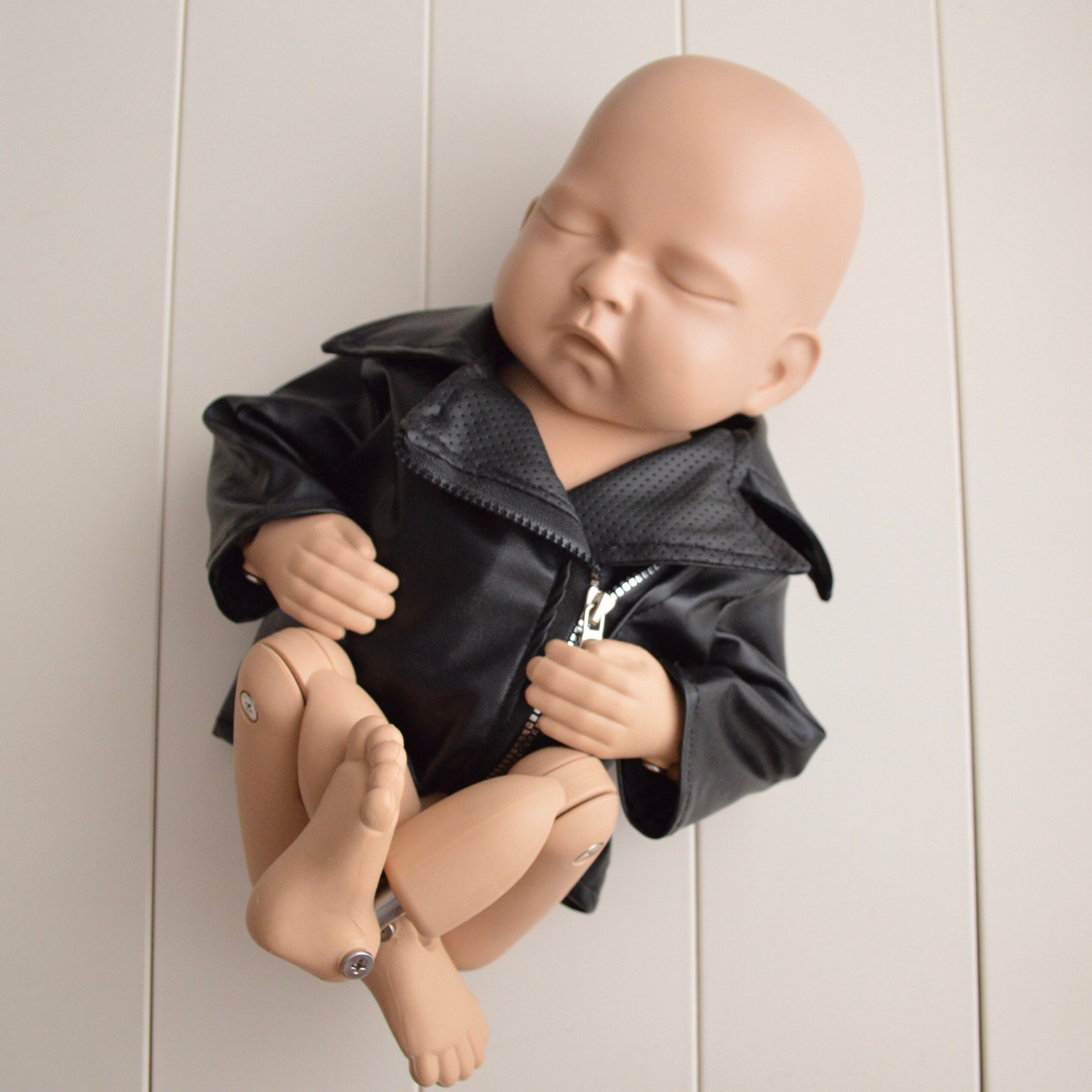 Newborn leather jacket for first photo session. Baby boy | Etsy