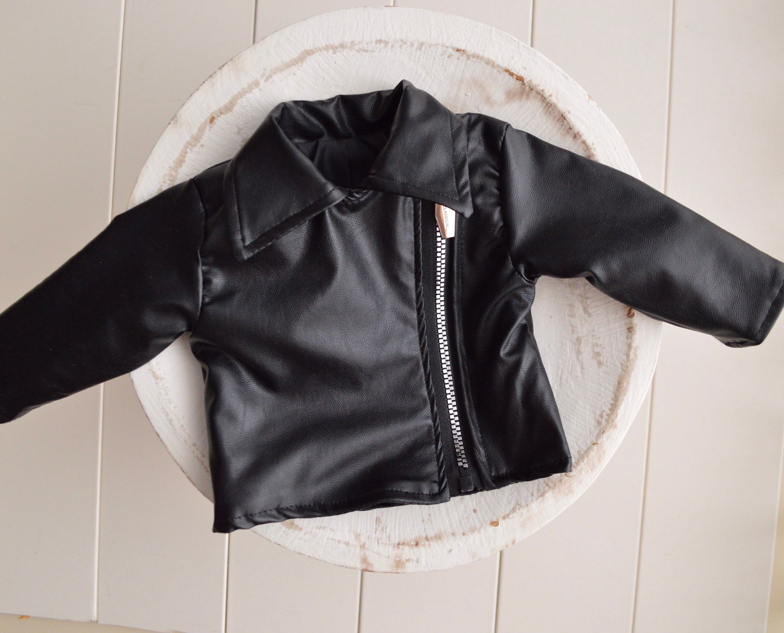 Newborn leather jacket for first photo session. Baby boy Etsy