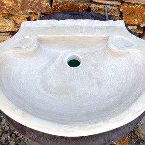 hand carved marble bathroom sink, marble sink, stone vessel sink, farm house sink