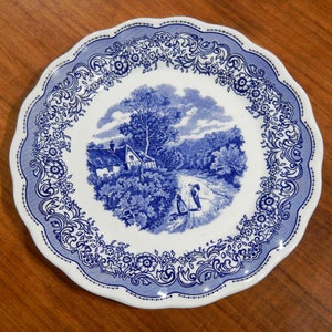 Vintage N. N. FONTEBASSO 1760 Blue and White Floral Dish, Italian County Landscape, Collectible Antique Plate