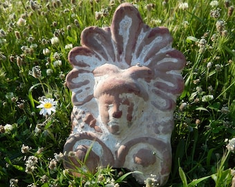 Greek ceramic antique ornament antefix ( akrokeramo) Hermes