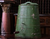 Rare Antique wooden butter churn, primitive, country kitchen antiques, green aged patina, primitive style, farmhouse decor