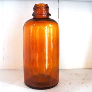 Botella de boticario de farmacia grande antigua, botella de farmacia Amber Glass,