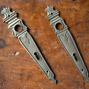 Set of Two Brass Plate Door Lock,  Door Lockset Plate, Decorative Key Hole, Antique Vintage Ornament, Classic Rustic Home Decor