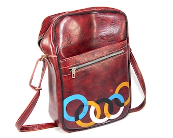 Vintage shoulder bag, Shoulder Bag, Vinyl Shoulder Bag, retro body bag, retro Bag, retro Travel bag, retro Office bag, Greek bag retro