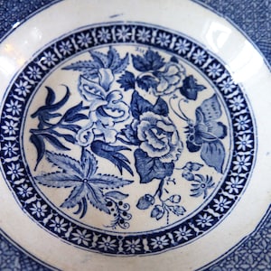 Vintage Decorative Plate, White Colour Vintage Plate Blue Floral Decoration