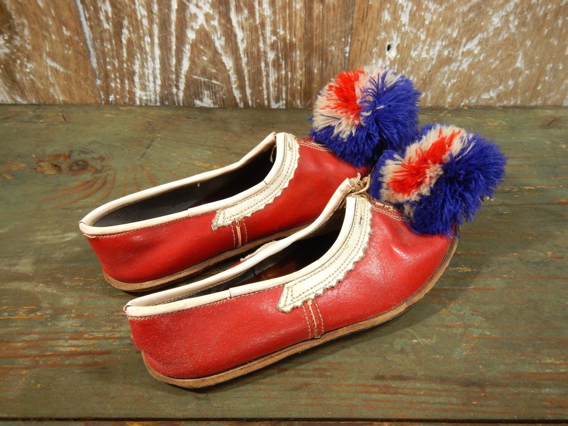 Vintage leather traditional Greek shoes Antique Greek Opanke Etsy