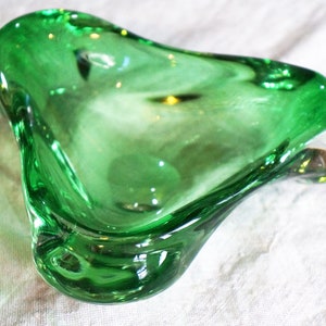 Vintage Murano Style  Green Glass Bowl, Vintage Green Glass Ashtray
