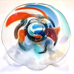 Vintage Glass Bowl with colourful decoration